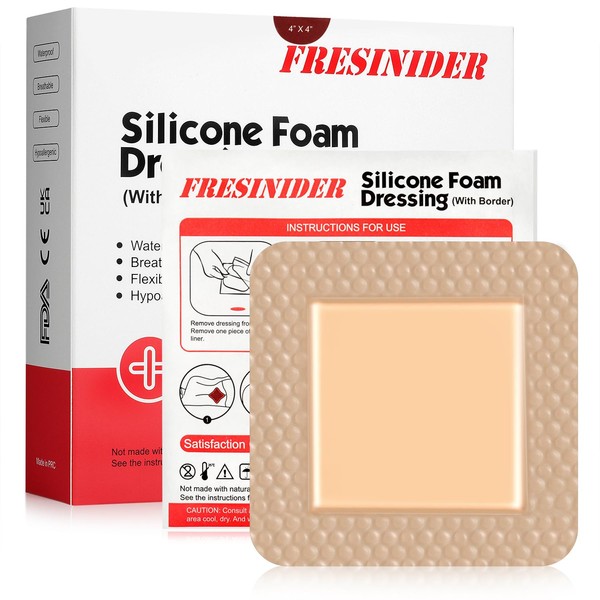FRESINIDER Silicone Foam Dressing with Adhesive Border – Wound Dressing