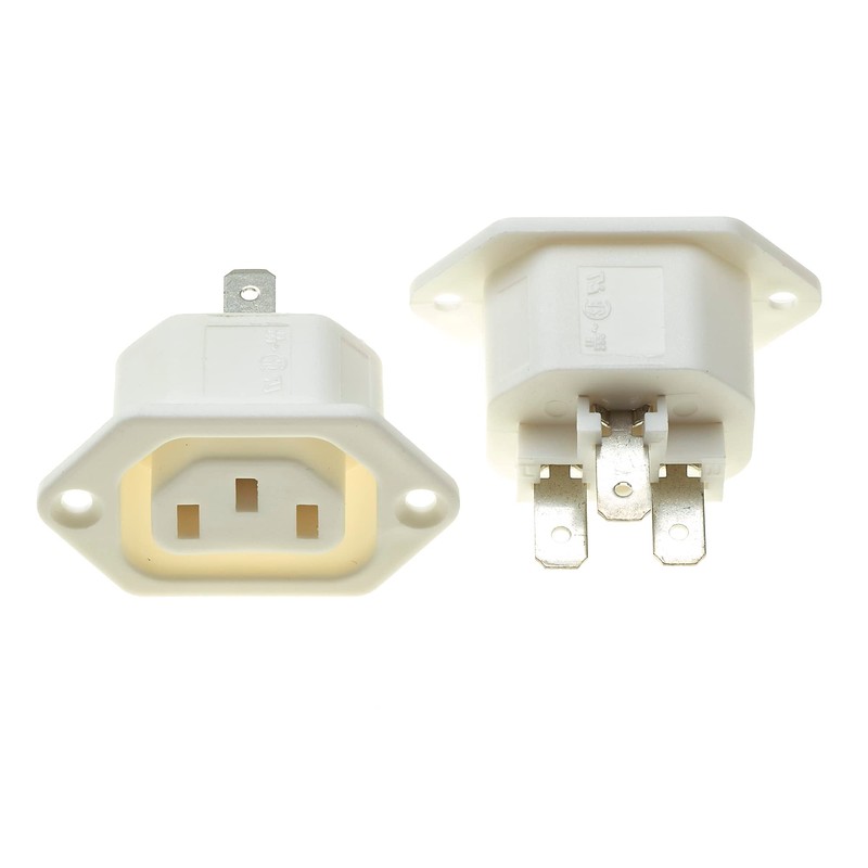 IEC Flange Mount Socket - White, Pack of 2 -