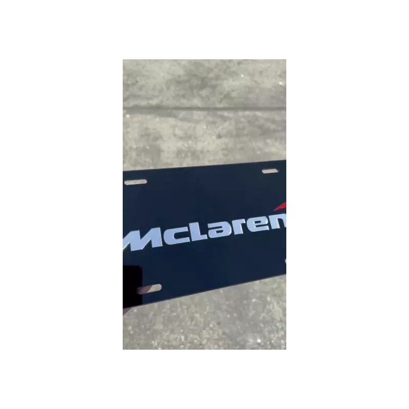 BLVD McLaren Black Mirror Acrylic License Plate Including Mounting Hardware