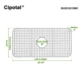 CIPOTAL 29.2 in. x 14.2 in. Centre Drain Kitchen Sink Bottom Grid with Supersoft Silicone Feet in 304 Grade Stainless Steel