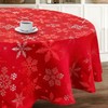 CAIT CHAPMAN HOME COLLECTION Red Snowflake Metallic Jacquard Woven Tablecloth