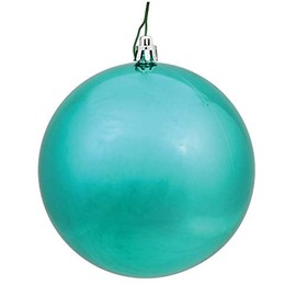 Vickerman N591044DSV Shiny Ball Ornaments with Shatterproof UV Resistant, Pre-drilled cap Secured & 6" of Green Floral Wire in 6 per bag, 4", Seafoam