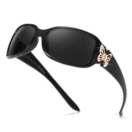 TJUTR Trendy Polarized Sunglasses for Women, Wrap Around Jackie-O Designer Sun Glasses UV400 Protection TS022