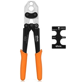 KF CPTEC Forged Steel Heavy-Duty PEX Crimping Tool for 1/2" & 3/4" Copper Rings, With Go/No-Go Gauge,ASTM F1807 Plumbing Tool