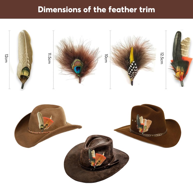 12PCS Hat Feathers, Peacock Feather for Fedora Hats, Pheasant Feathers