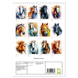 Watercolor Horses (Wall Calendar 2026 DIN A4 Portrait), CALVENDO 12 Month Wall Calendar: Immerse yourself in the captivating beauty of Watercolor ... watercolor artworks. (CALVENDO Animals)