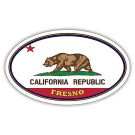 Fresno City California State Flag | CA Flag Fresno County Oval State Colors Reflective Sticker Car Decal 3x5 inches