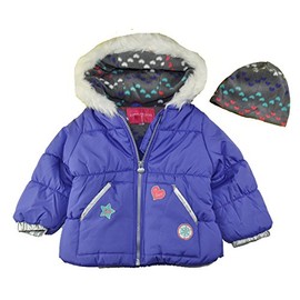 LONDON FOG Girls' Toddler Mid-Weight Coat with Hat, Purple, 2T