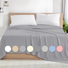 Rohi Microfibre Double Flat Sheet Silver – Comfy Soft & Breathable Flat Bed Sheet – Anti Allergy & Durable Top Sheets for Hotels, Bedrooms & Guest Rooms – Easy Care Layer Sheet (Silver, 228 x 255cm)