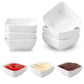 Guyuyii Ceramic Dipping Bowls - Perfectly sized at 3.38 Oz - Dipping Sauce Cups are ideal for Soy Sauce, Ketchup, Mayo, BBQ, Sushi, Appetizers, Ranch Dressing (6 Pack, White)