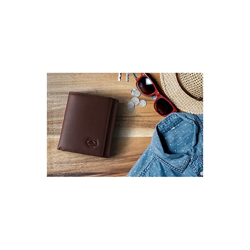 Stealth Mode Cartera RFID de Cuero Para Hombre, Triple Pliegue,