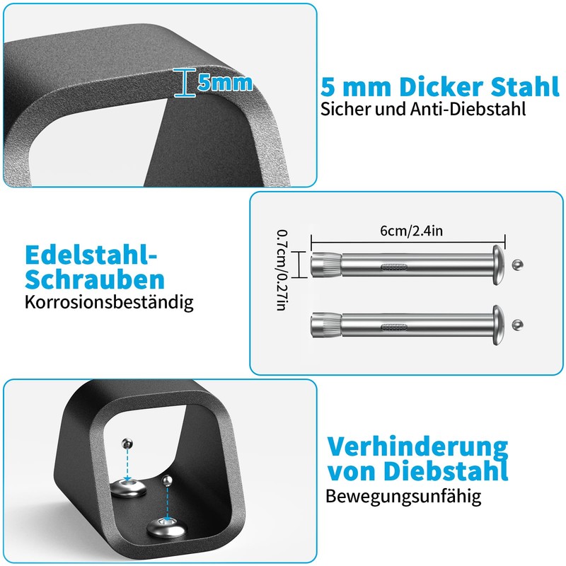 KHAMAL Bicycle Wall Anchor, Anti-Theft Device for Bicycles with Screws,
