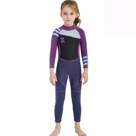 Auroraled 2.5mm Children's Wetsuit, Kids Full Suit, Diving Suit, Skin, Marine Sports, Long Sleeve, Thermal, Stretchy, UV Protection, Sunscreen, For Children, Boys, Girls, Top and Bottom, One-Piece,