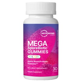 Microbiome Labs Microbiome Labs MegaSporeBiotic Kids Probiotic - Spore Based Gummy Probiotics for Kids - Supports Gut Health & Immunity with Bacillus Probiotic Blend - Berry Flavored (30 Gummies)