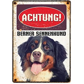 Plenty Gifts Metal Sign Vintage Caution Bernese Mountain Dog