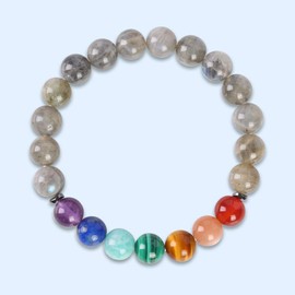 Women's Crystal Healing Bracelet with Jewellery Bag, Chakra Bracelets for Women, Crystal Bolo Beaded Bracelet, Natural Healing Bracelets for Women, Bracelets for Healing, Spiritual Gifts (One Size, U. Labradorite Small to Medium Size)