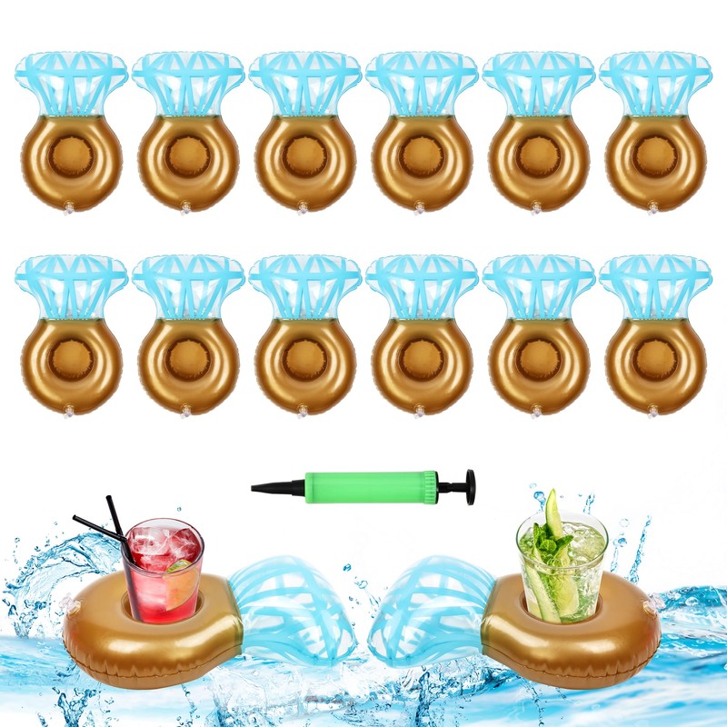 ROSUN 12Pack Ring Inflatable Drink Holder, Drink Floaties Floats Cup