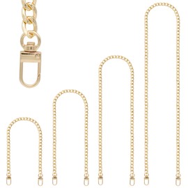 RAPUDA 4 Pieces Different Sizes Iron Replacement Flat Chains Iron, Metal Chain Strap for DIY Purse Handbag Shoulder Crossbody Bag Clutch (15.4 Inch, 23.6 Inch, 31. 4 Inch, 47.2 Inch) Gold