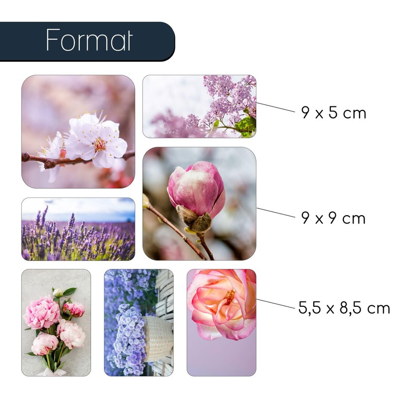 7 motif magnets with flower motifs, natural magnets, spring, summer,