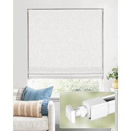 No Tools No Drill Cordless Roman Shades for Indoor Windows 100% Blackout, for Window Size 23" W × 64" H White