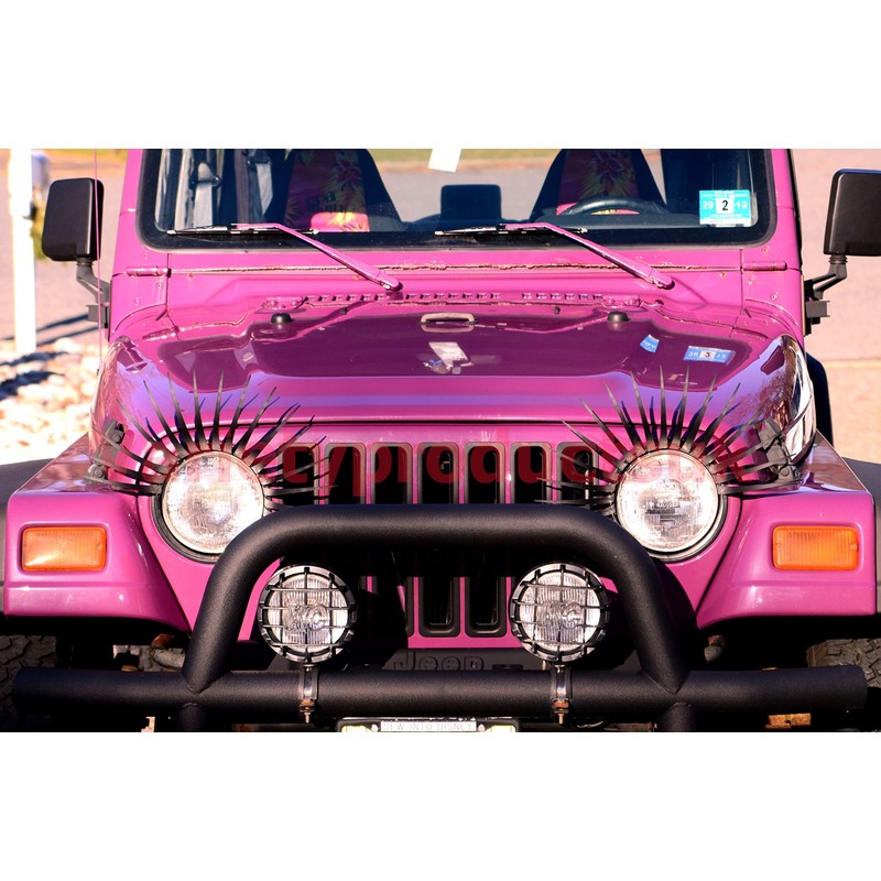 Enteek 3D Car Eyelashes Vinly Sticker Big Long Eye for