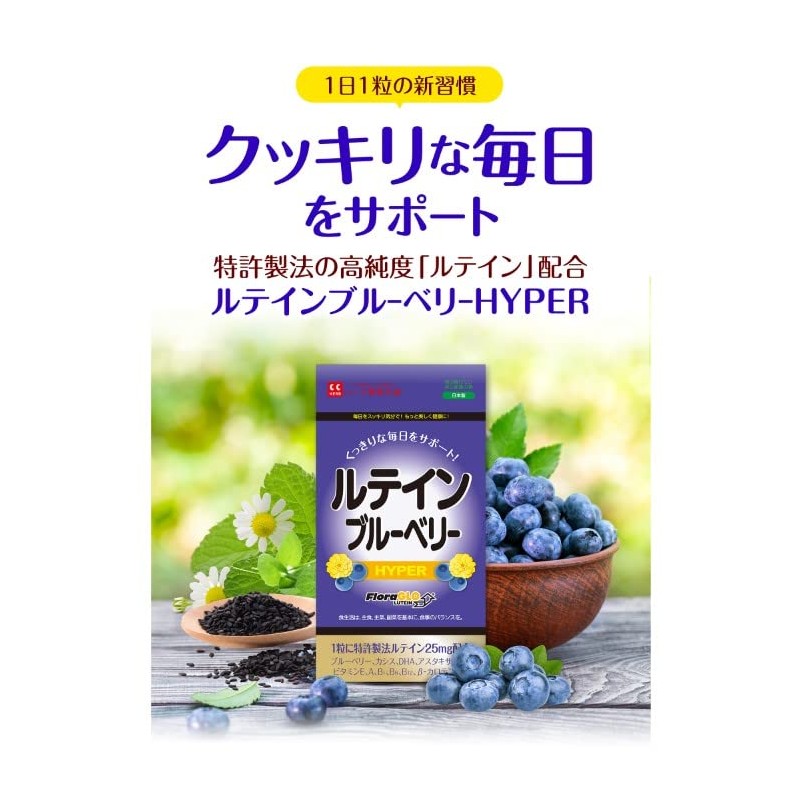 ハーブ健康本舗 ルテイン ブルーベリー HYPER 30粒 (30日分) アスタキサンチン DHA ビタミン 6種配合