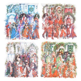 AuriicLeaf Christmas Party PET Stickers, 60 Holographic Character and Door Designs for Scrapbooking, Journaling, DIY Crafts, and Holiday Decor