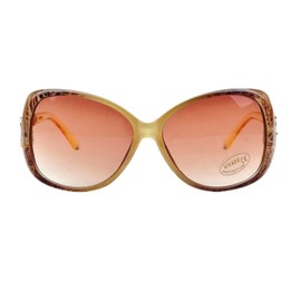 HUASHI Sunglasses for Women Vintage Eyewear, Oversized Frog UV Protective Lens with Sunglasses Case Beige