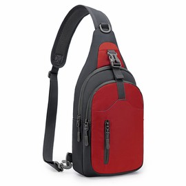 REETEE Lightweight Chest Bag Sling Shoulder Backpacks, Chest Bag Men's with Adjustable Shoulder Strap, Shoulder Bag Crossbody Bag Backpack for Outdoor Sports, Cycling, Dog Hiking, red, leisure