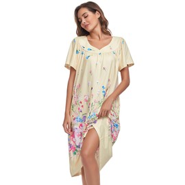 Grandma House Dress with Pockets Duster Housecoats Moomoo Dresses Loungers Plus Size Moo Moo Nightgown Patio Dress Summer Mumu Dresses dusters for Women moomoo Dresses Robes for Women Plus Size