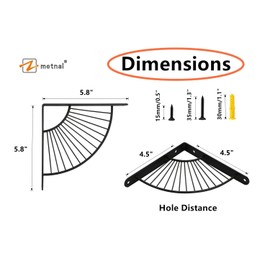 Decorative Shelf Brackets, 6 inch Metal Shelves Bracket, Wall Decor, Modern Shelving Bracket for DIY Floating Shelves, Black,2 Pcs