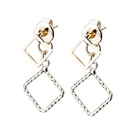 LOKUMI cu-22s Earrings, Hypoallergenic, Made in Japan, Square, Back Catch, Front Back, Square, Women's, Simple, Small, Studs, Popular, Office, Gift, Nickel-Free, Brass, No Gemstones