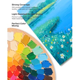 Verdeart Acrylic Paint Set - 24 Colors 2 oz/59 ml Acrylic Paints for Professional Artists with 10 Brushes , Art Supplies for Painting Canvas Rock Wood Ceramic Glass Art Craft Painting, Rich Pigments Lasting Quality for Beginners