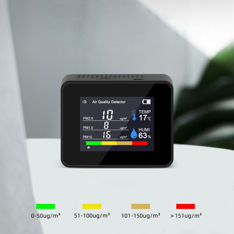 8 in 1 Air Quality Monitor with Gravity Sensor Carbon
