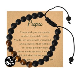 Papa Gifts for Grandpa Beaded Bracelets for Men Grandfather Grandpa Birthday Gifts from Granddaughter Grandson Christmas Gifts for Papa from Grandchildren Granddad Grandpa Bead Bracelet