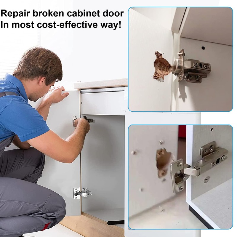 12-Pack Stainless Steel Cabinet Hinge Repair Kit - Door Hinge