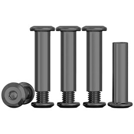 Drenky Barrel Nuts Kit M4 Furniture Connector Nuts M4 X 25mm 304 Stainless Steel Bolts Rustproof Connection Screws Black Belt Buckle Binding Bolts for Leather Belt and Furniture Repair, 10 Sets