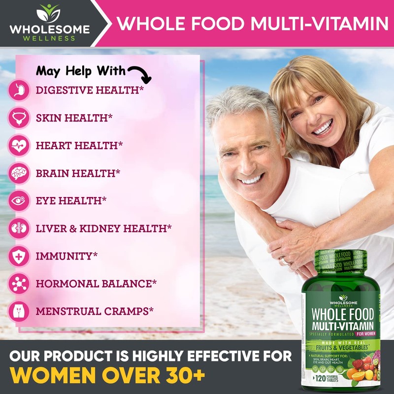 Wholesome Wellness Whole Food Multivitamin for Women - Natural Multi