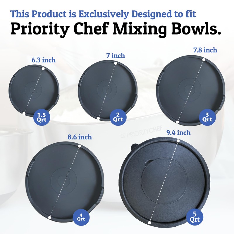 Priority Chef Mixing Bowl Replacement Lids, Black