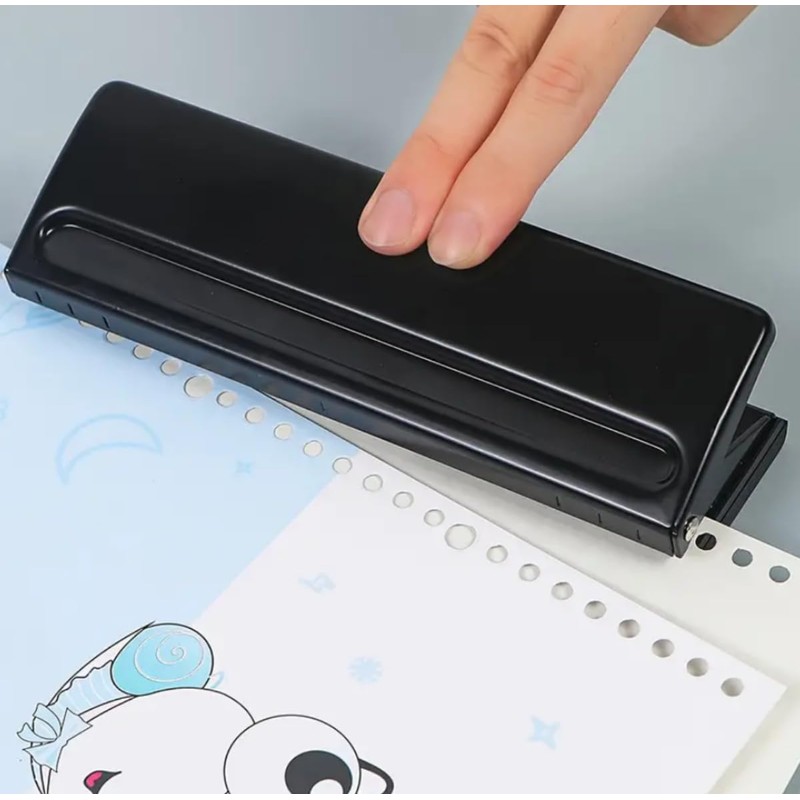 6-Hole Desktop Puncher, A5 Ring Binder Hole Punch Adjustable Spacing