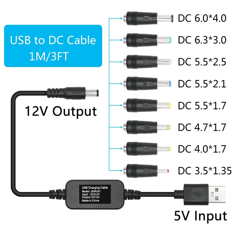 Aurorapath USB to DC Boost Converter Cable, USB 5V to