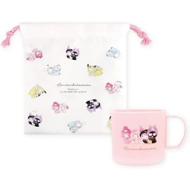 Tees Factory Sanrio Characters Plastic Cup & Drawstring Set, Hagukko Drawstring H6.7 x W 6.1 inches (170 x 155 mm), Plastic Cup H2.8 x φ2.9 inches (70 x 74 mm), SR-5526605HG