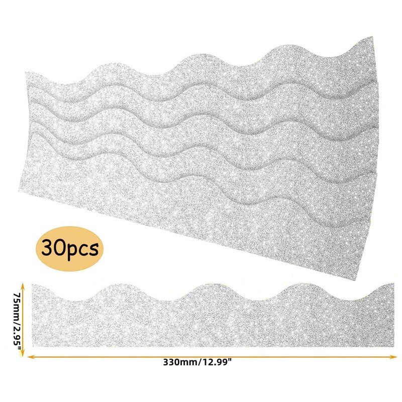 KOSTOO 32.5 Ft Shine Scalloped Bulletin Board Borders, Classroom Borders