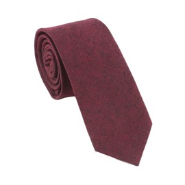 LEVAO Men's Cotton Skinny Necktie Solid Color Tie Chambray-burgundy-210455