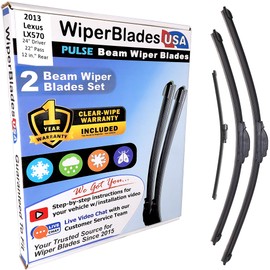 WiperBladesUSA Wiper Blades Set w/ 1yr warranty compatible with Lexus LX570 2013 Wipers (Set of 3) w/Rear Wiper Pulse Wipers