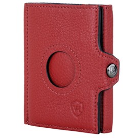 VON HEESEN Slim Wallet with RFID Protection - Mini Wallet Men & Women Small - Credit Card Holder - Wallet Small, red, Without coin compartment & Airtag compartment, Without coin compartment and airtag