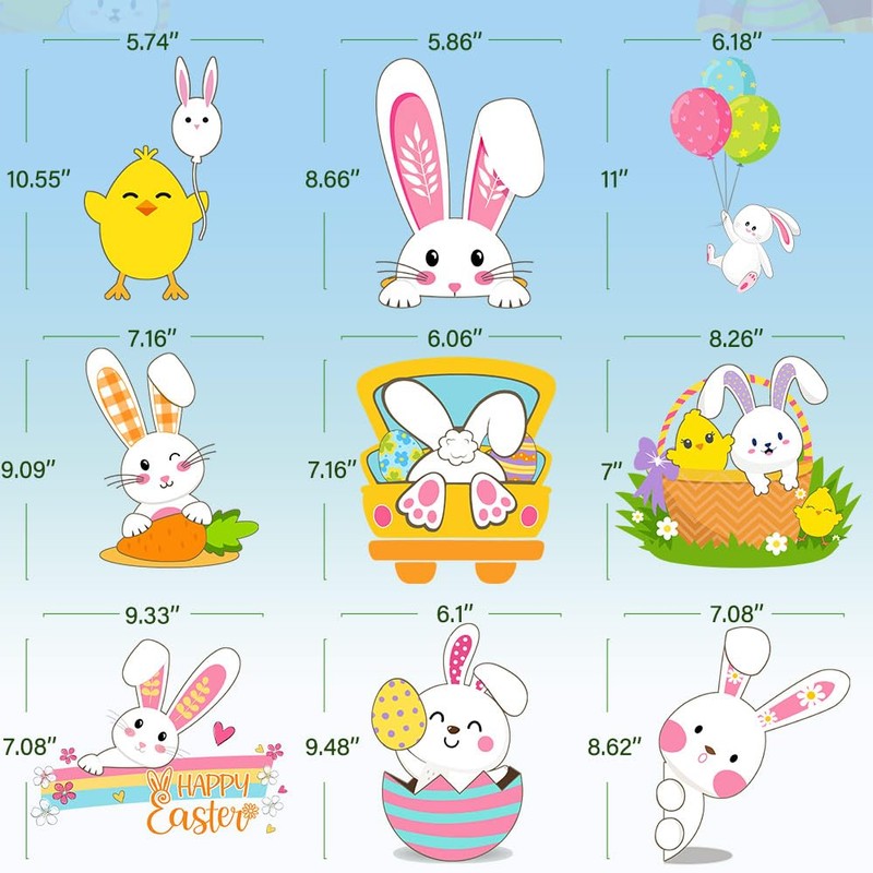 Breezy Valley 9 Sheets Easter Window Clings Decorations for Glass