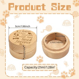 CREATCABIN Pet Hair Keepsake Box Wooden Pet Mini Fur Memorial Box Dog Cat Hair Ashes Container Custom Pets Small Memorial Urn Loss Sympathy Gift for Storing Dogs Cats Hair Teeth Nails Ashes 2 x 1.6in