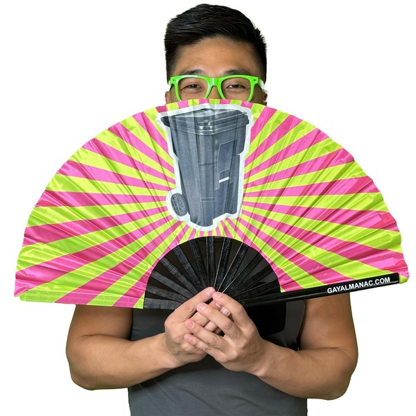 PandaTak Large Funny Folding Handheld Fans: 13-inch Bamboo Rave Fan,