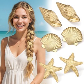 6 PCS Small Metal Hair Clips, Gold Starfish Hair Clips for Women Girls, Small Alligator Clips for Summer Holiday, Hair Accessories for Beach Party